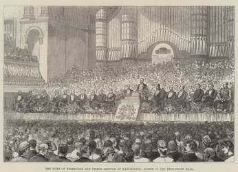 El Duque de Edimburgo y el Príncipe Leopoldo en Manchester, Soirée en el Free-Trade Hall